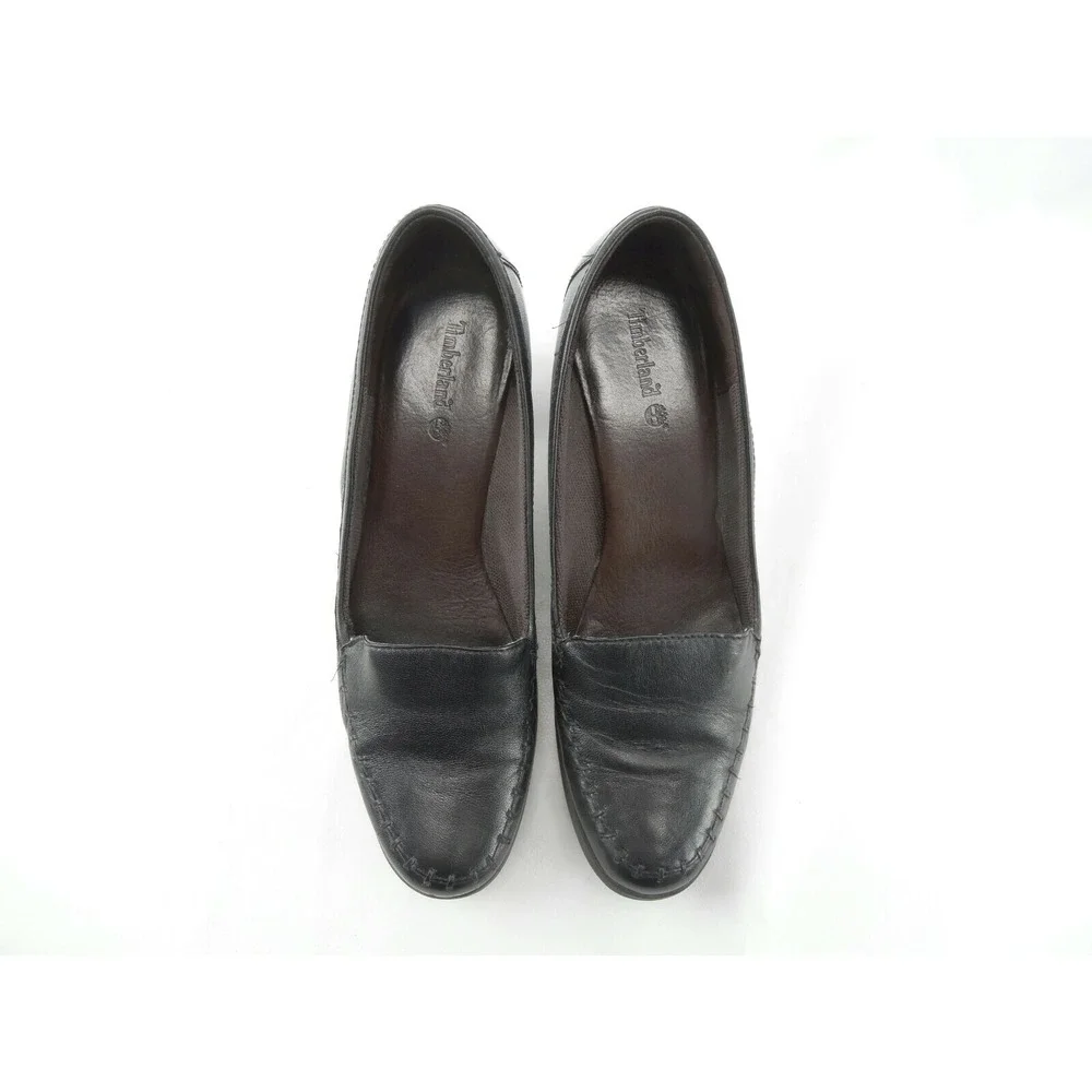 TIMBERLAND‎ REXI WOMEN'S SIZE 8.5 BLACK LEATHER LOAFER HEELS 64386